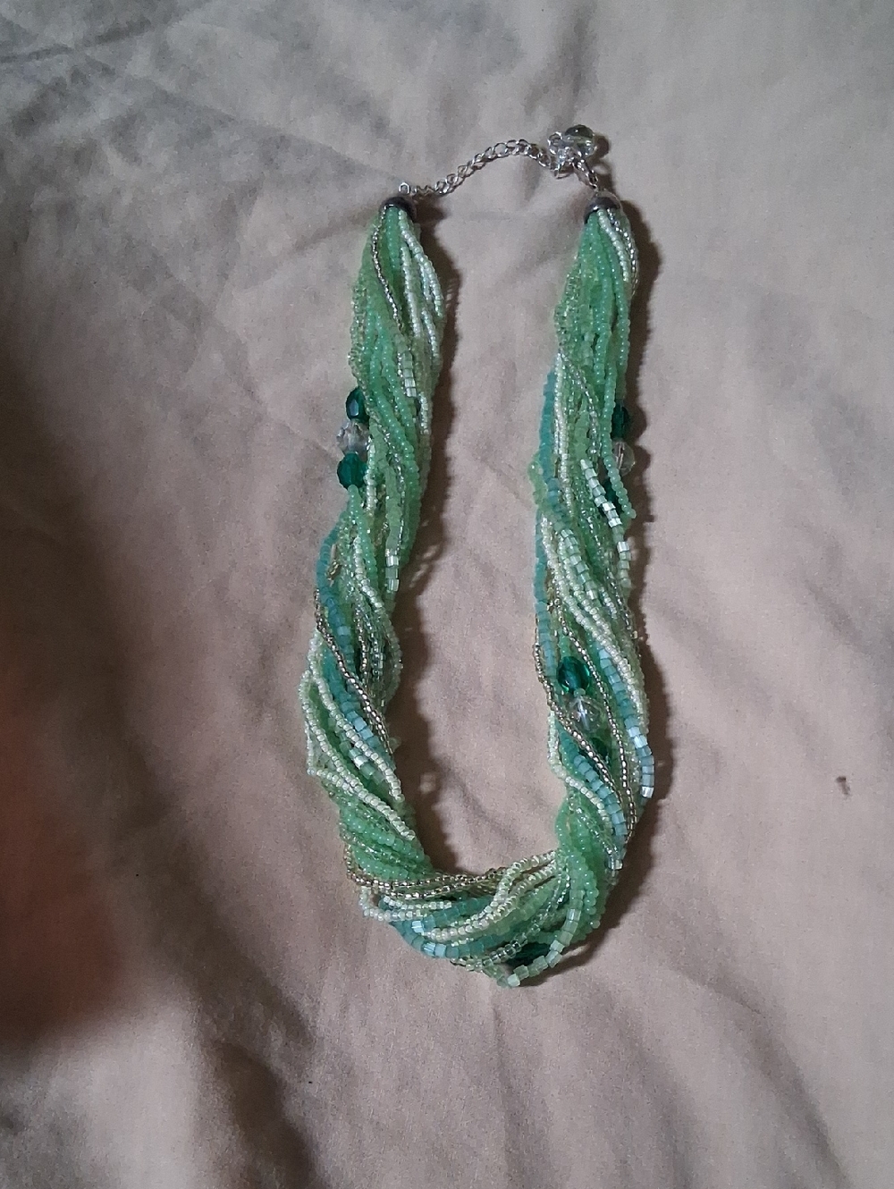 Green Multi-Strand Beaded Necklace - Unbranded